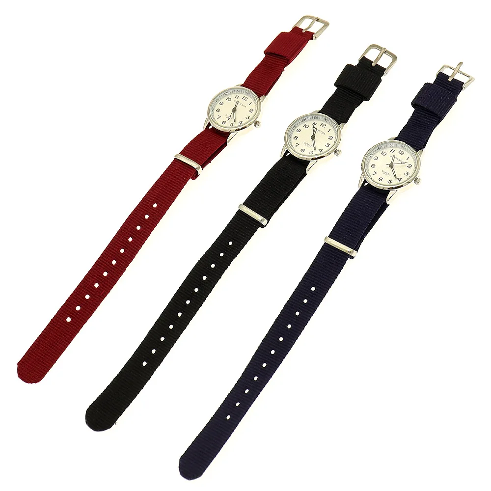 Learning Watch Colorful Dial Cute Watch For Children Nylon Strap Luminous Hands Easy Read Wristwatch Boy Girls Gift