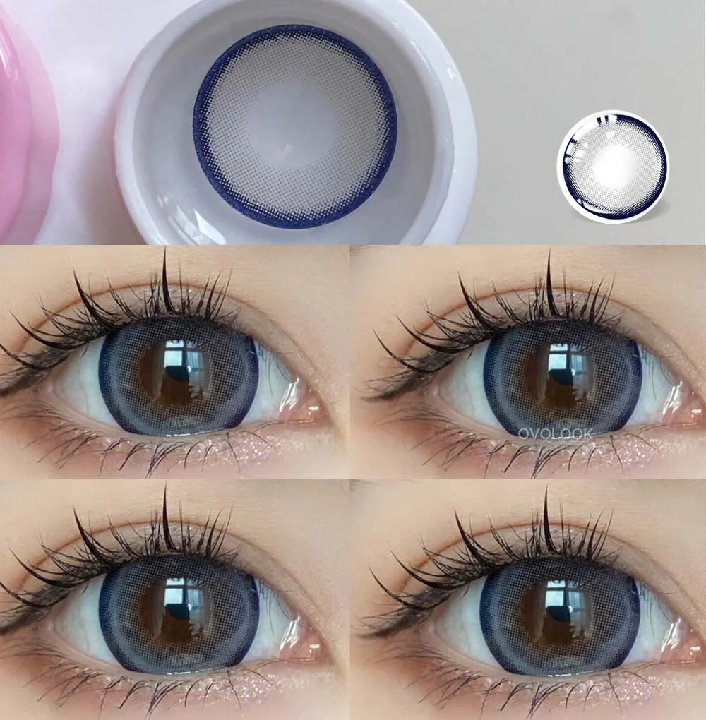 OVOLOOK-2PCS/Pair Big Lenses Pearl Series Color Contact Lenses For Eyes Blue Purple Pink Black Gray Beauty Pupils 14.5mm Yearly