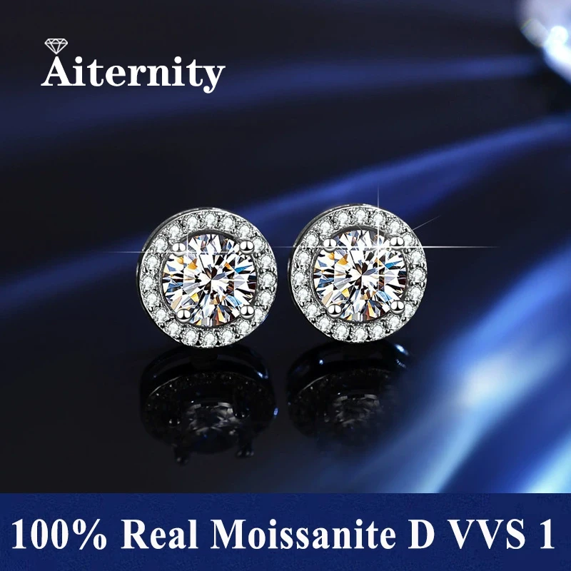 

HOT Moissanite S925 Sterling Silver Stud Earrings For Women And Men With 2 Certificates Pass Diamond Test Pen Fine Jewelry