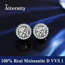 Stud Earrings Certified Genuine Moissanite 925 Silver - YB Silver - White