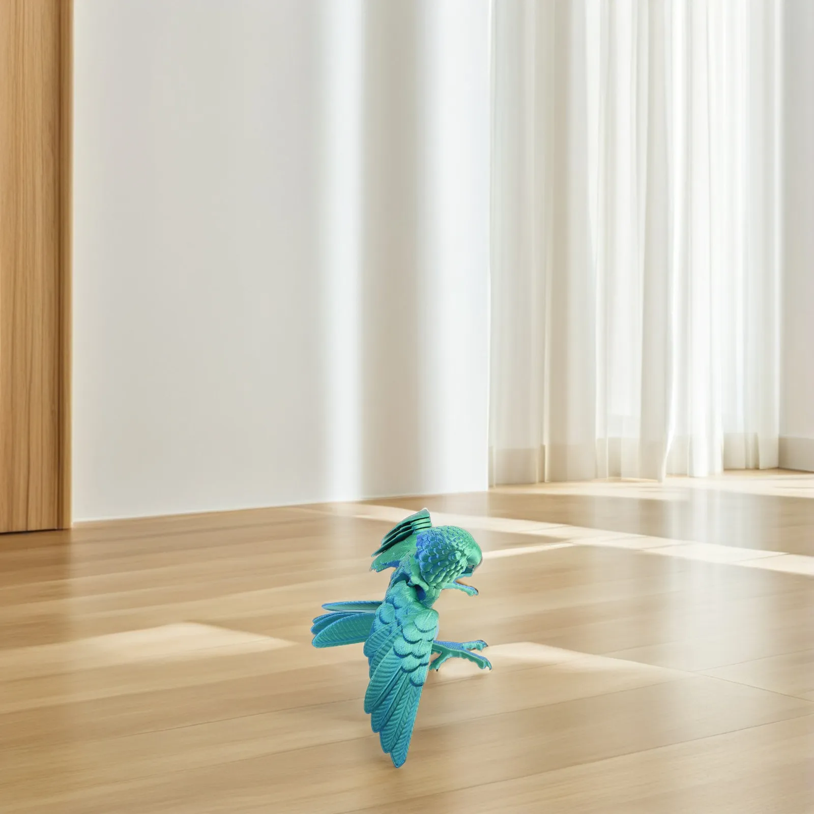 Parrot Decoration Figure Realistic 3D Printed Statue Movable Wings Flexible Joints Safe Child Friendly Home Office