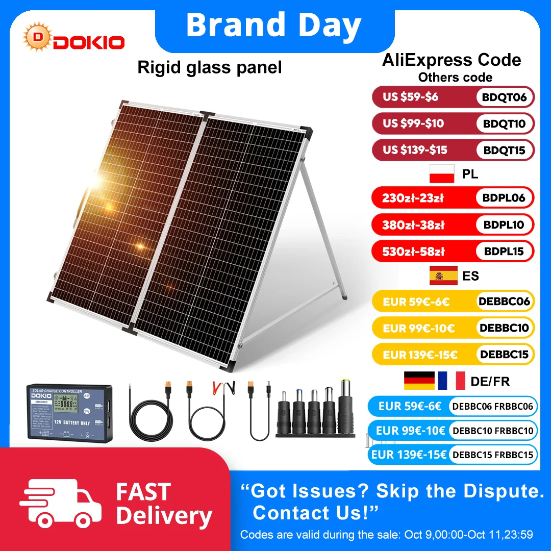 Dokio 18V 160W Starres Faltbares Solarpanel China 18V 10A 12V Controller-Panel Solarleuchte Leicht zu Transportieren Zellen-/Systemladegerät