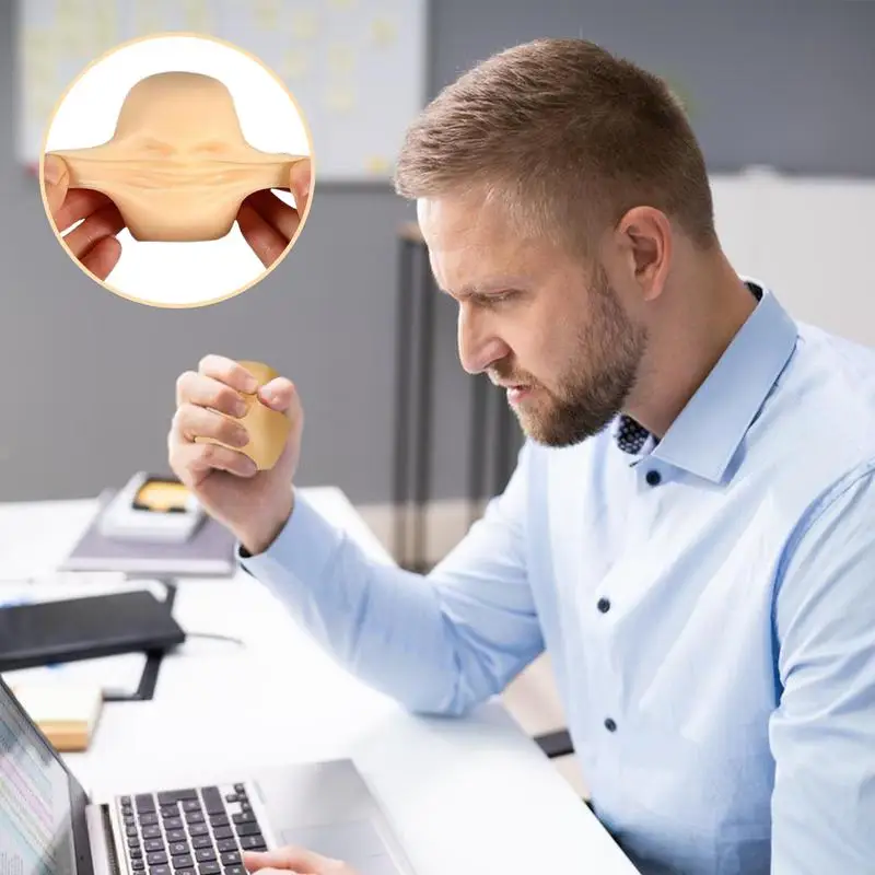 Menselijk Gezicht Emotie Ballen 4 Stuks Ontspannende Knijpballen Leuk Gezicht Wisselaar Rare Dingen Bureau Fidget Sensorische Rekbare Speelgoed Voor Kinderen En