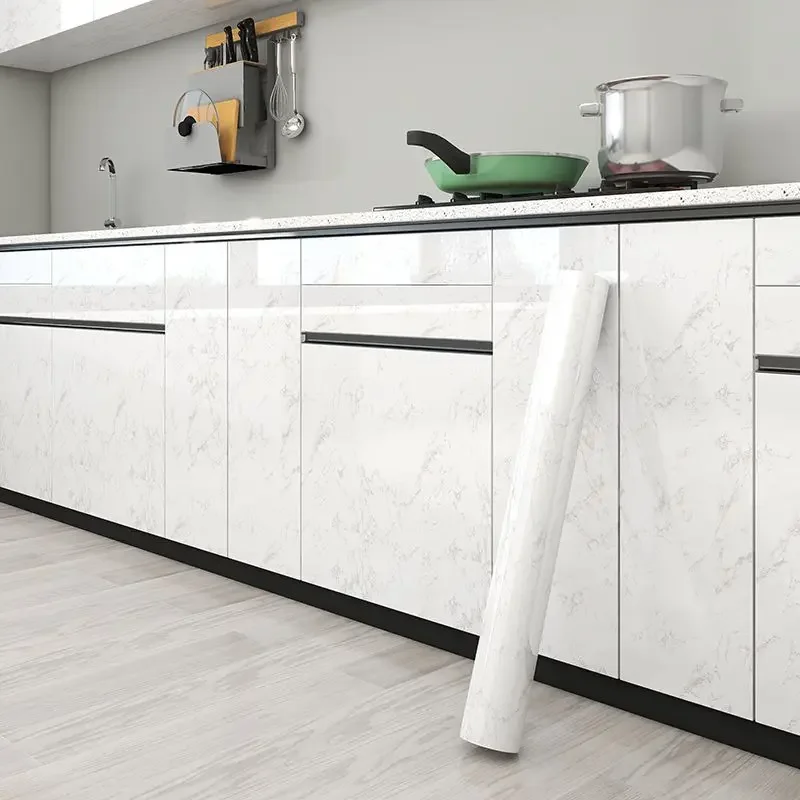 80cm Marble PVC Contact Paper Self‑Adhesive Removable Waterproof Oil‑Resistant Cabinet Sticker for Kitchen Wall Home Decor