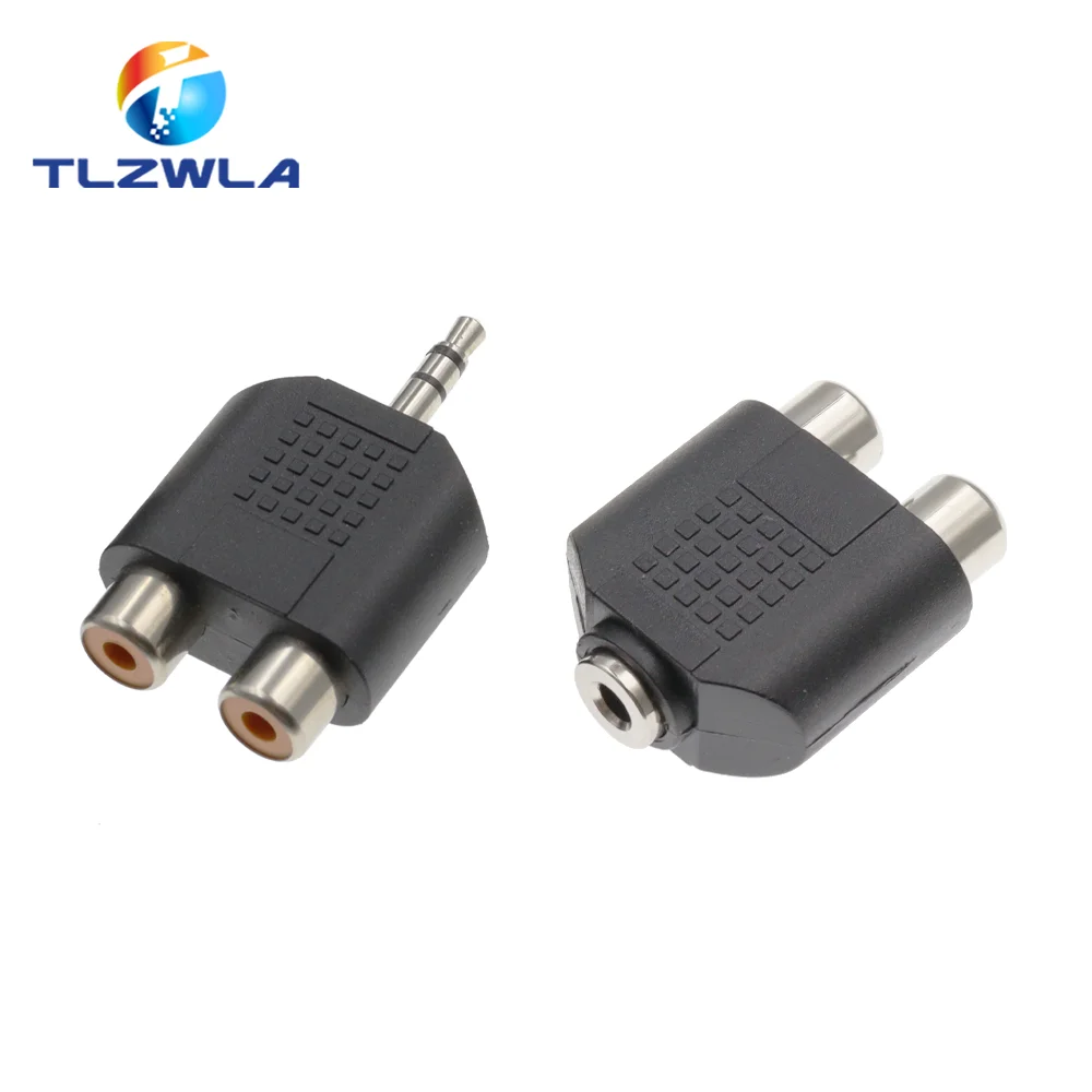 1PCS RCA Female Socket Turn 3.5MM Stereo Plug Audio Adapter 6.3MM Stereo Plug To RCA Socket 2 in 1 Stereo Connector