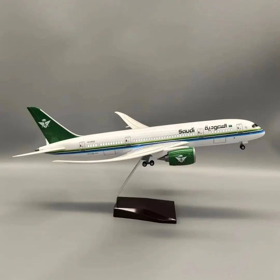 Imagem -04 - Die-cast Resina Modelo Aeronave com Luzes Led Jóias com Aeronaves Saudi Arabian Airlines B787 Escala 1:130 43cm 787