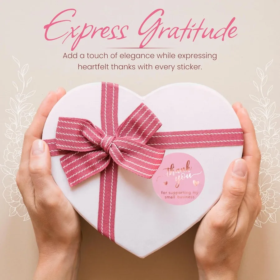 500 قطعة 1.5 بوصة الوردي والذهب الوردي شكرا لك ملصقات للأعمال الصغيرة التعبئة والتغليف ملصقات مقاومة للماء ذاتية اللصق مع Beaut #4