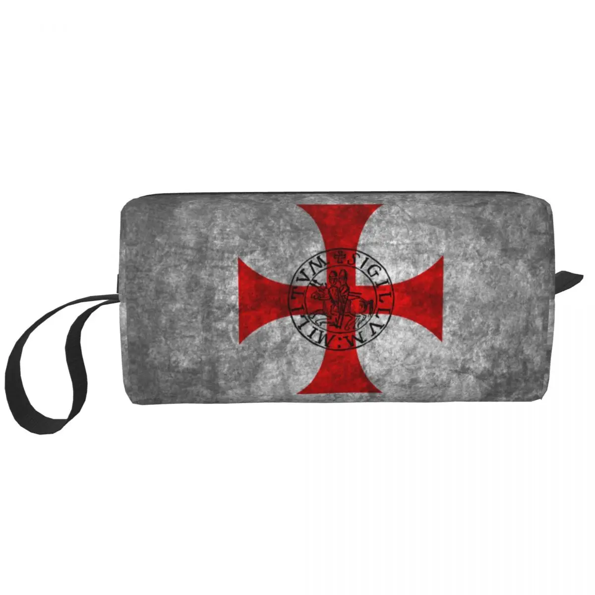 Custom Templars Flag Travel Cosmetic Bag Women Cross Toiletry Makeup Organizer Lady Beauty Storage Dopp Kit