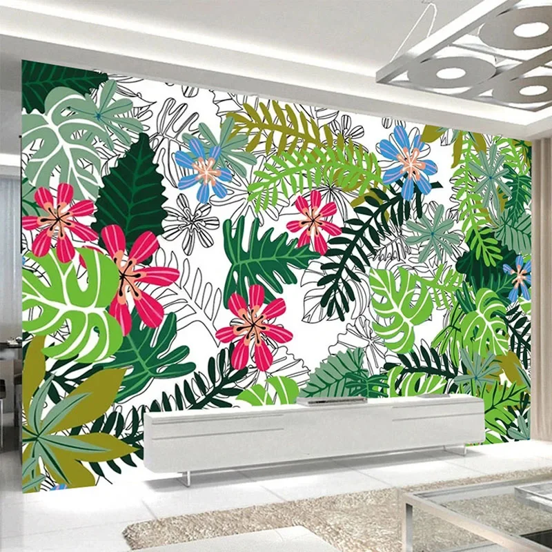 Custom Any Size Mural Wallpaper Modern 3D Rainforest Plant Leaf Wall Painting Living Room TV Sofa Bedroom Home Decor Tapety Art