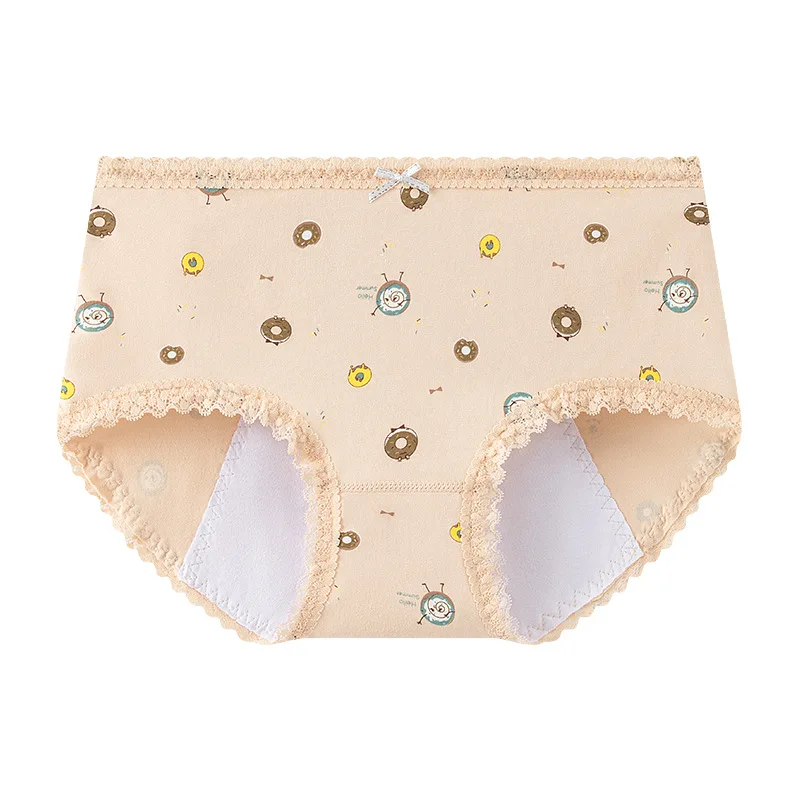 2024 New Girls Short Briefs Kids Cotton Briefs Period Leak-proof Physiological Pants Lace Leak-proof Period Pant 3-18Years Teens