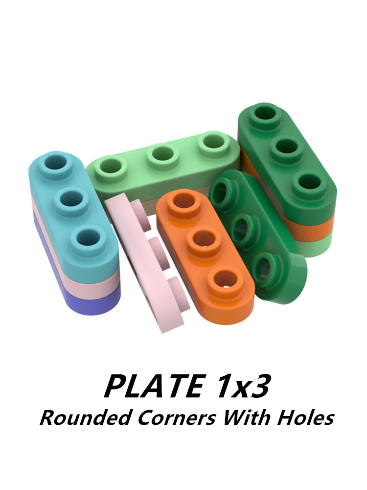 

PLATE 1x3 Rounded Corners With Holes Compatible 77850 Building Blocks Toys Accessories