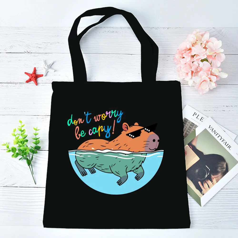 Capybara tote bag canvas  bolsas de tela personnalisable grocery y2k woman