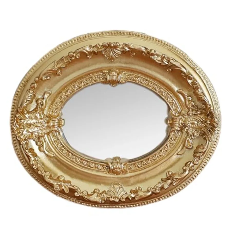 

Mini Vintage Mirror with Exquisite Relief Elegant Wall Decor for Bedroom Dresser Table Compact Resin Retro Design,4.7 X5.5