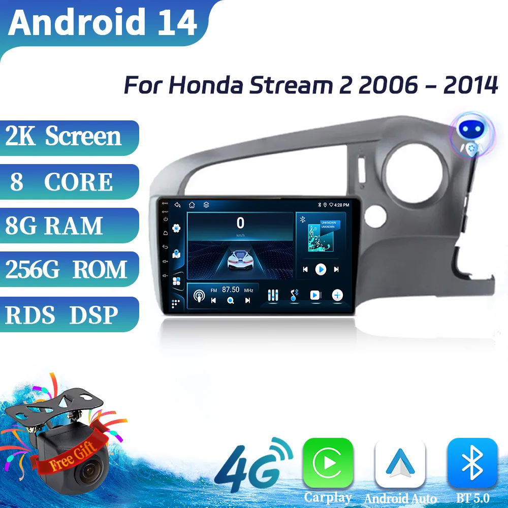 

For Honda Stream 2 2006-2014 Android Car Multimedia Car Radio Multimedia Video Player Navigation 4G GPS BT Carplay Touch Screen