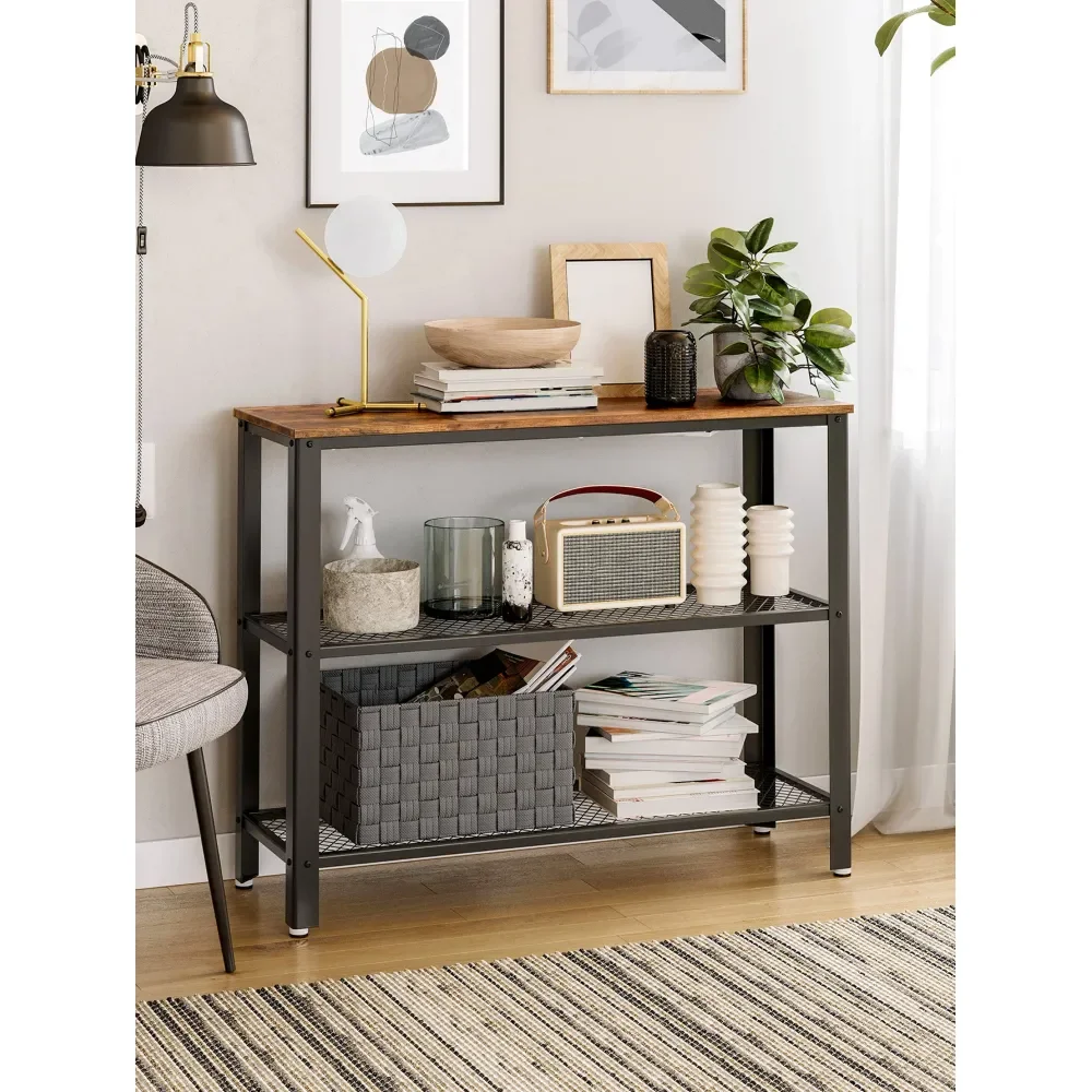 

40 Console Table, 3Tier Entryway Table With Storage Shelf, Narrow Sofa Table For Living Room, Hallway, Entrance Hall, Corridor,