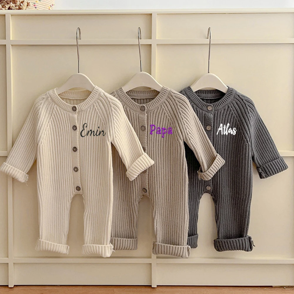 Personalized Customization Baby Spring and Autumn Boys and Girls Long Sleeve Knitted Sweater Creeper with Name Baby Gift