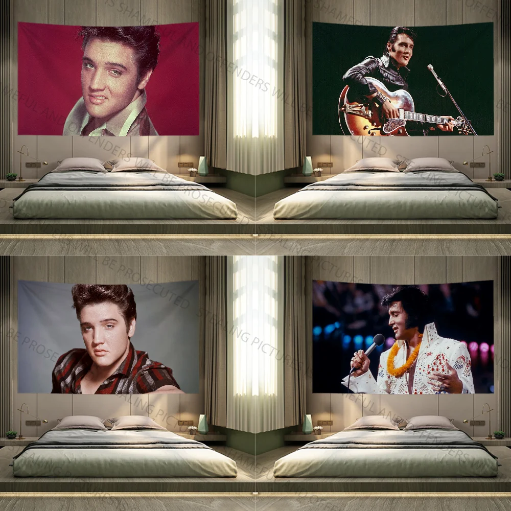 E-Elvis Singer P-Presleys Tapestry Decoration Party Background Hanging Cloth Bedroom Tapestry Room Decor Aesthetic