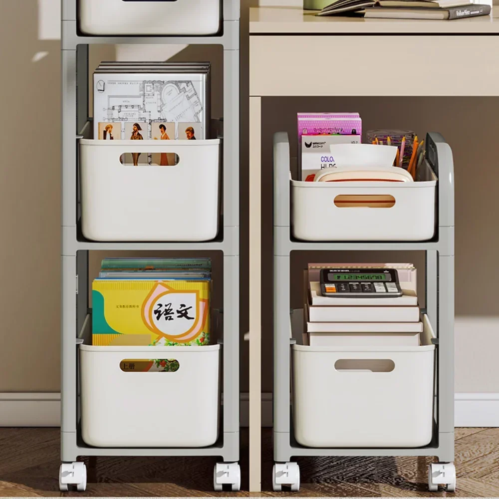 

#For Movable Bookshelf Students School Bag Trolley Movable Bookshelf Drawer Style Storage Rack Under-Table Wheeled Snack Storage