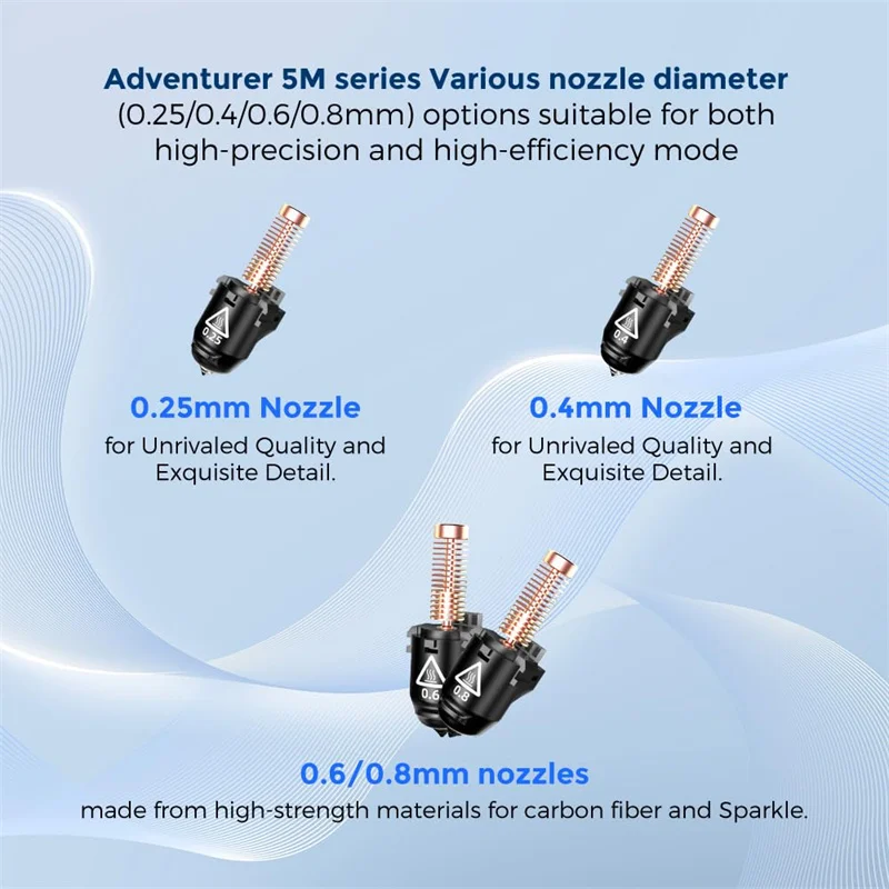 1Pc Original FLASHFORGE Adventurer 5M/5M Pro Nozzle  3D Printer Nozzle Assembly, 3S Quick-Detachable Nozzle,Max 280℃ High Flow