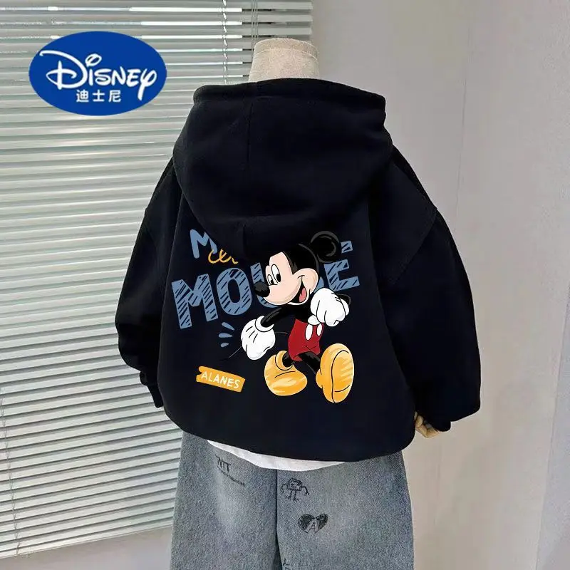 

2025 Disney Mickey Mouse Kids Fleece Hoodie, Plush Thickened Winter Pullover, Cute Unisex Warm Top for Boys & Girls