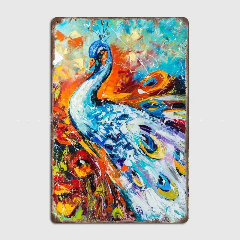 Peacock Modern Metal Signs & Plaques with Animals Painting Theme Art for Wall Decoration - Add Warmth To Your Home