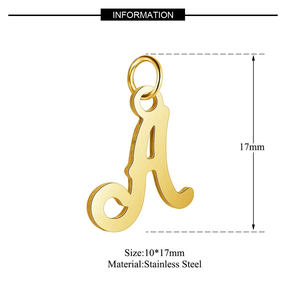 10pcs/lot Alphabet A-Z Letter Stainless Steel DIY Jewelry Charm Wholesale Initial Necklace Making Pendant Never Fade Top Quality