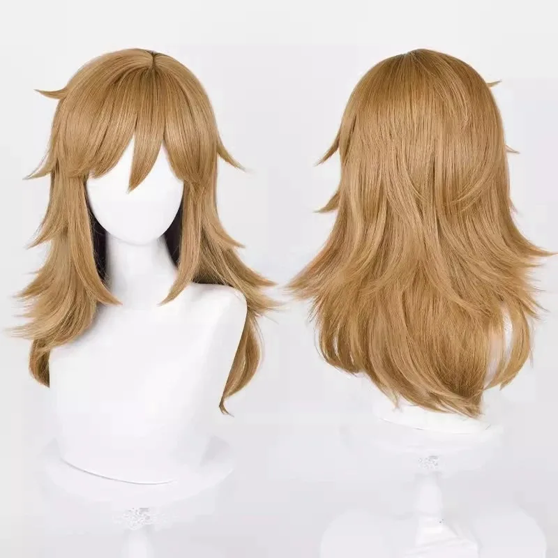 2025 ゲーム コスプレ リンク プラハ ゼルダ姫 ゴールデンブロンド ブラウン 編み込み 耐熱性合成毛 + 無料ウィッグ
