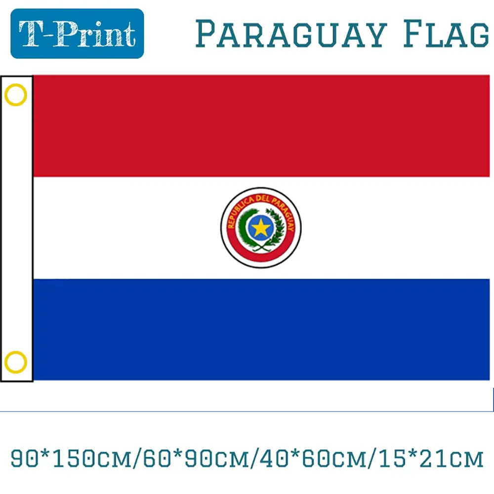 

90*150cm/60*90cm/40*60cm/15*21cm Paraguay Polyester Flag 5*3FT