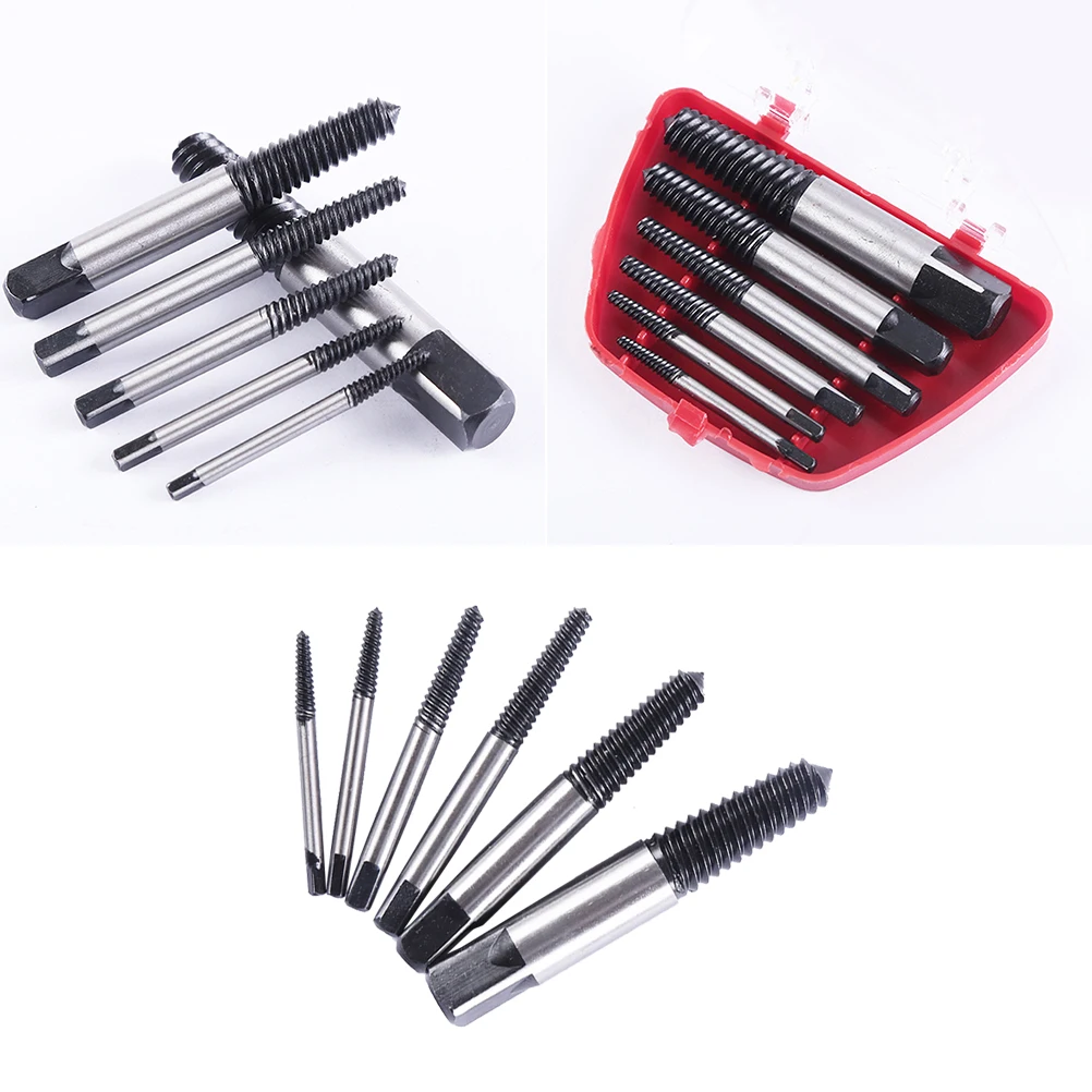 

6pcs Screw Extractor Set Auto Repair Tool Easy Out Damaged Bolt Remover For Stripped Screws Portable Steel Extraction Kit Hand