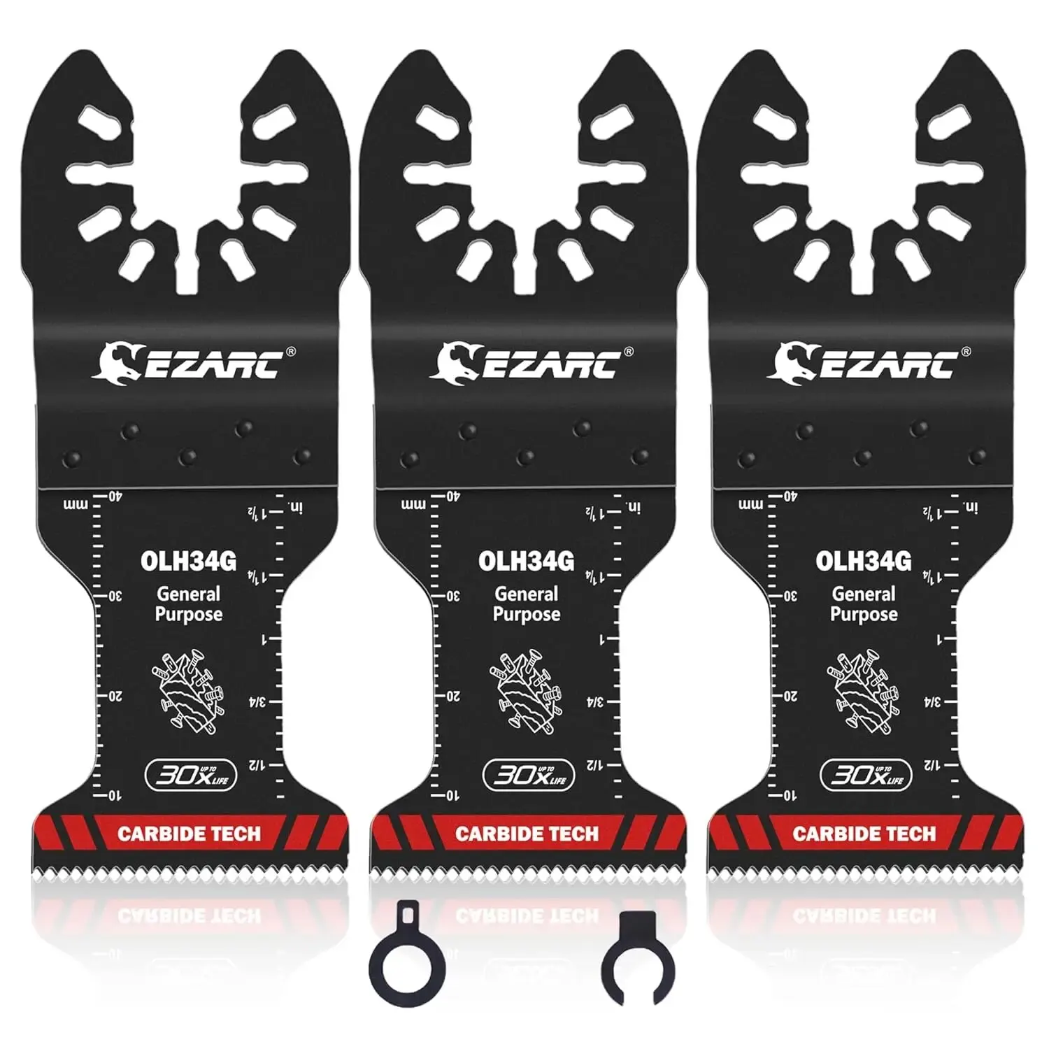 EZARC Lames de scie oscillantes en carbure Lames multi-outils à usage général à dégagement rapide pour clous métalliques Bois Plâtre Cloisons sèches PVC