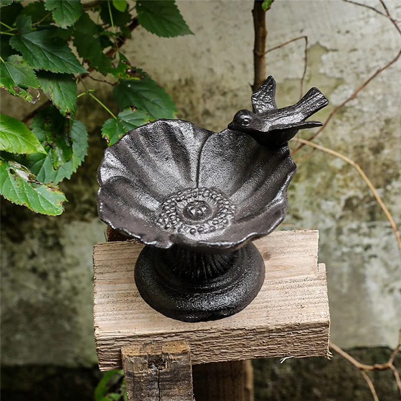 

AF89-Retro Nostalgic Cast Iron Crafts Petal Bird Feeder Basin Ornaments Living Room Garden Balcony Decorations