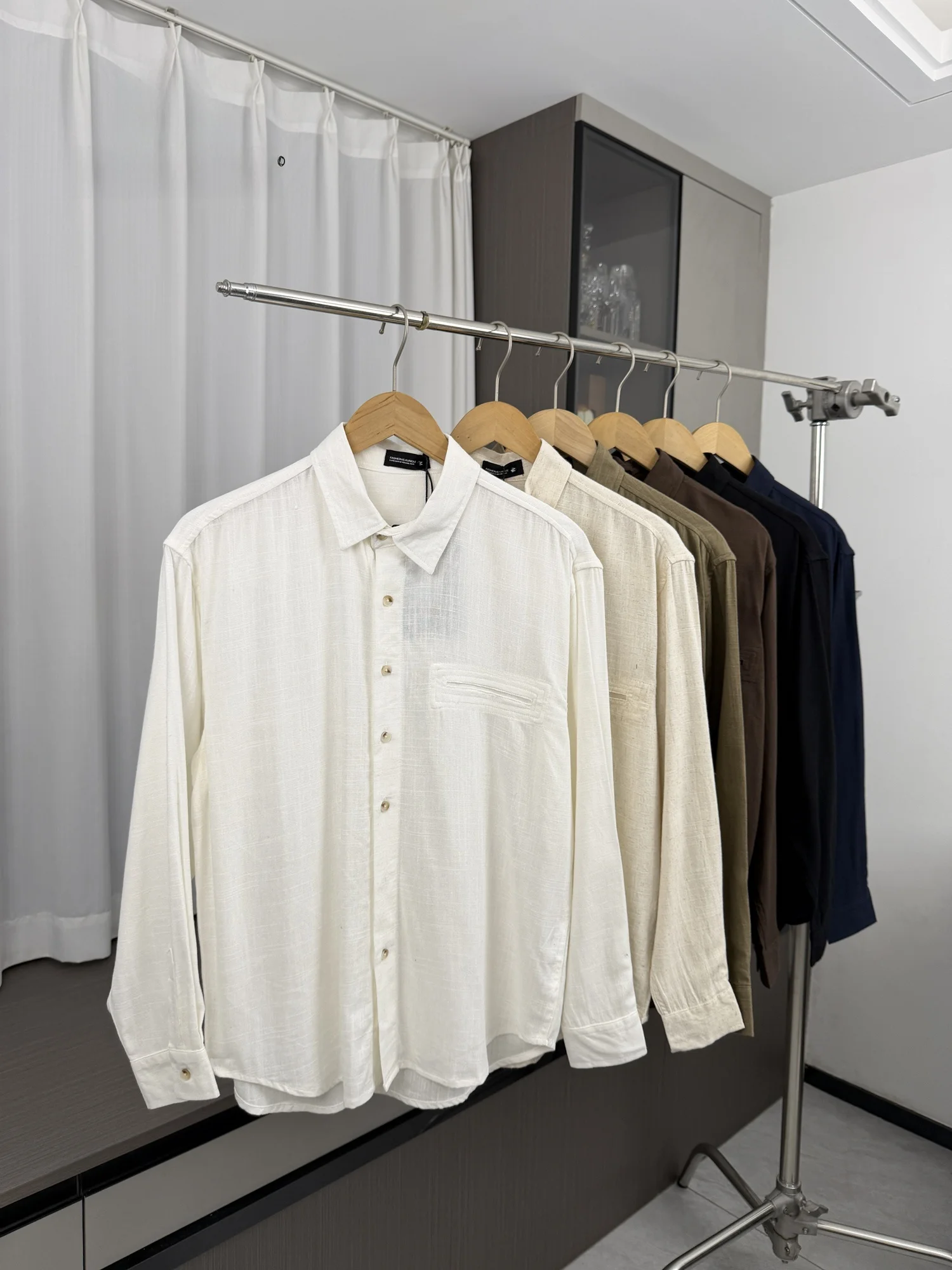 Ultra Comfortable Men's Business Commute Long Sleeve Shirt Autumn Season Skin-friendly Fold Collar Casual Style Pure Color