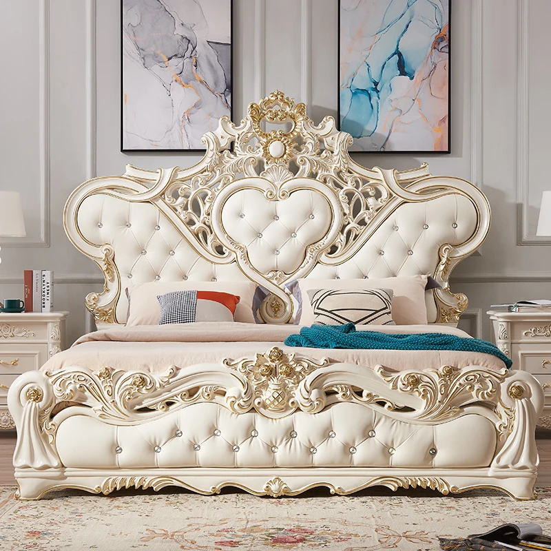 

Unique Queen Frame Double Bed Luxury Wood Nordic Room King Size Double Bed European Modern Letto Matrimoniale Bedroom Furniture