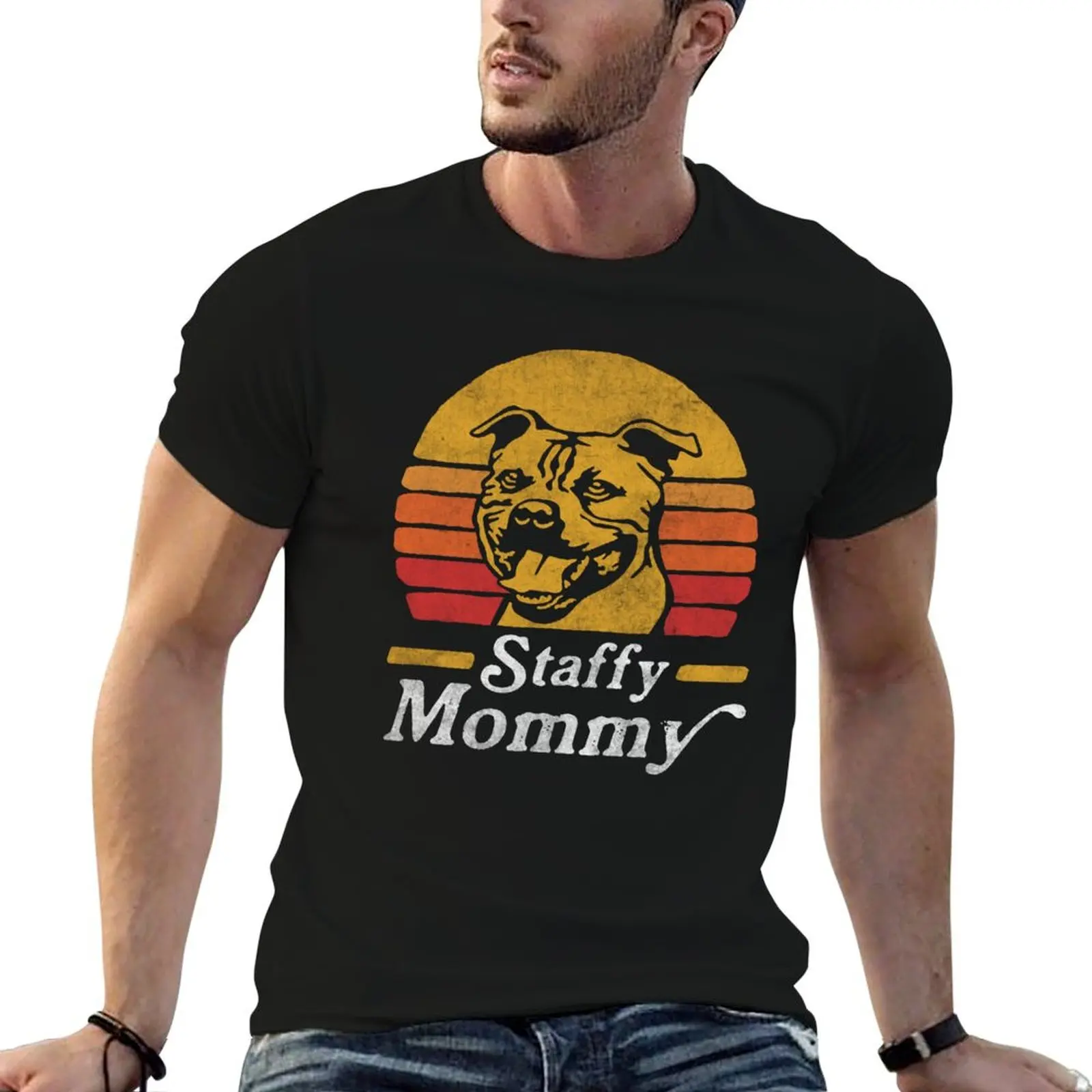

Retro Vintage Staffy Mommy T-Shirt t shirt men 100% cotton luxury brand black cotton t-shirt plain for man package T-Shirt