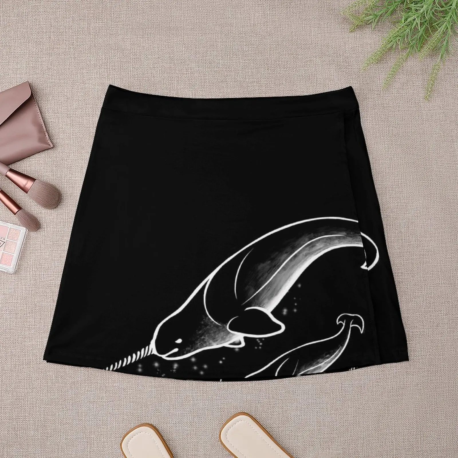 Rok Mini Narwhals ajaib untuk wanita, rok elegan untuk wanita, rok pendek musim panas wanita