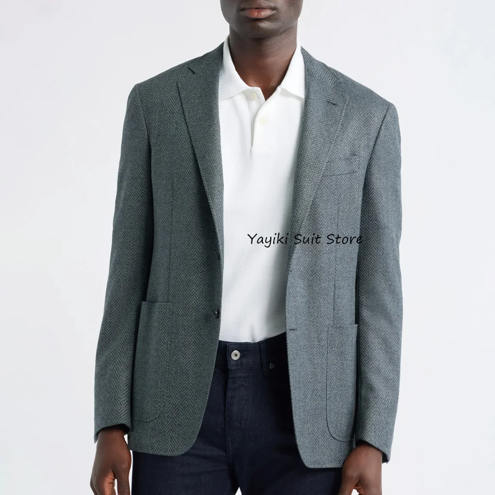 

Мужские куртки высокого качества, винтажная мужская куртка из ткани «елочка», повседневный костюм, городские пиджаки, однобортное мужское социальное пальто