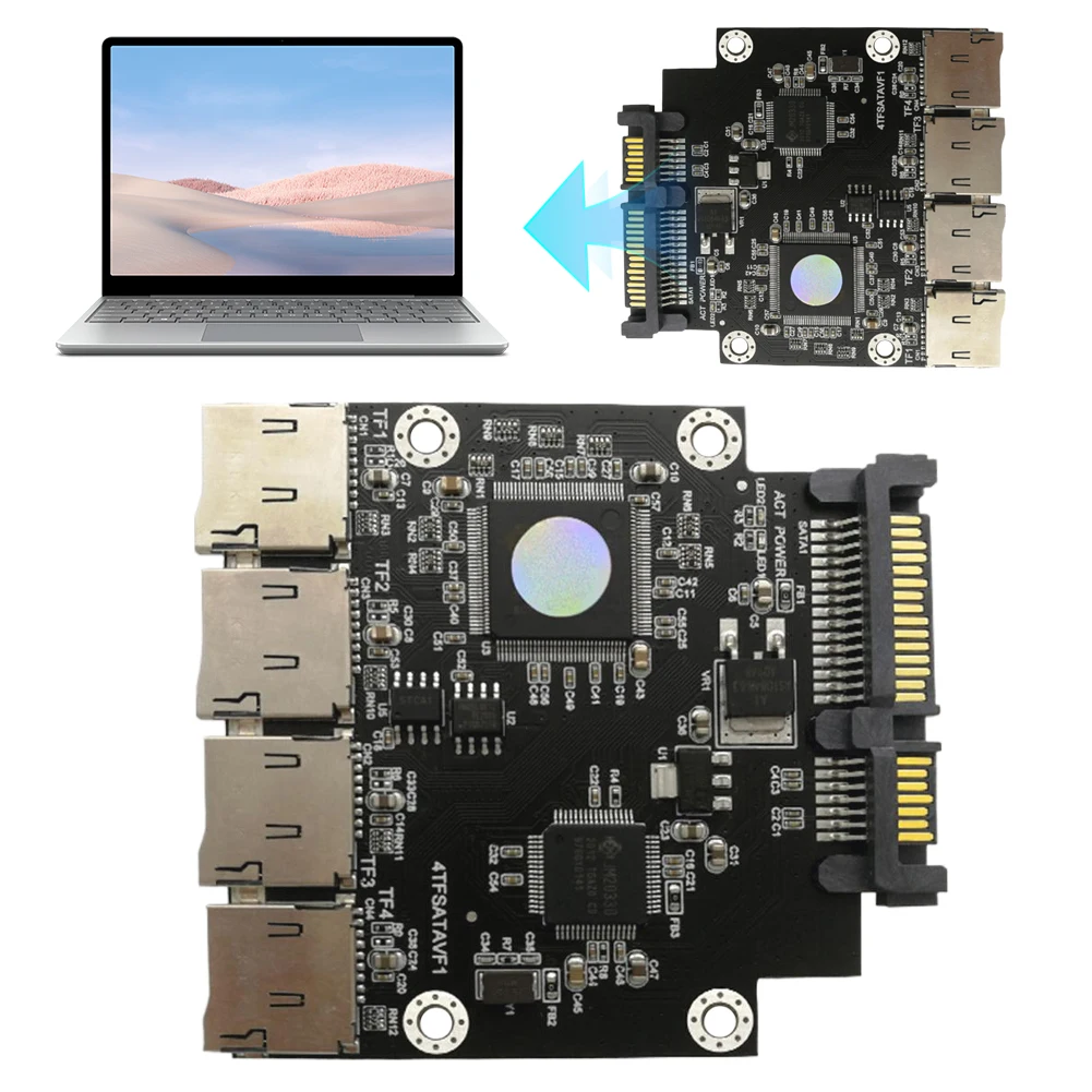 

4-Port SD To SATA Adapter Stable Transmit Self-Made SSD Solid State Drive 2.5 Inch for Computer Motherboard Hard Disk Recorder