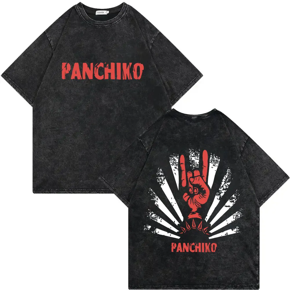 Gewaschenes Vintage Rockband Panchiko Tour 2026 T-Shirt für Männer und Frauen, Lässiges Baumwoll-T-Shirt, Herren Gothic Oversized T-Shirts Streetwear – Detail 9