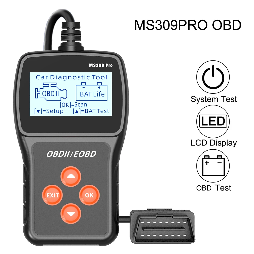 

Live Data Code Reader Car Diagnostic Tool OBD2 Scanner Multi-language Battery Tester MS309PRO Check Engine System