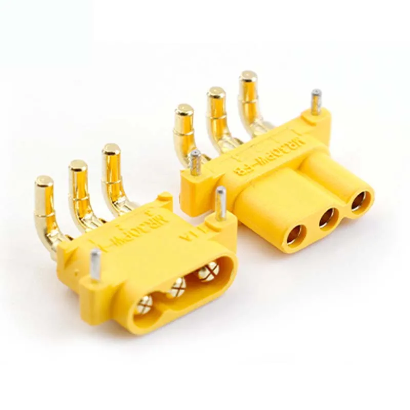 5PCS Amass MR30PW‑M/F PCB Horizontal 3‑Pin Right‑Angle Bent Pin Connector, Special‑Use 3‑Hole Male Female Plug For RC Motor ESC