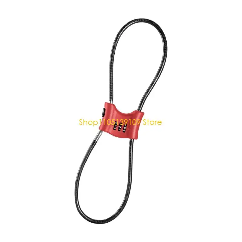 قفل كابل الأمان للدراجات وخوذات الدراجات النارية مكون من 3 أرقام قفل الأمتعة وقفل عربة الأطفال