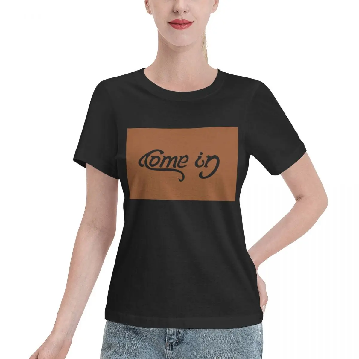 Camiseta Come In Go Away, camisetas de manga corta para mujer, ropa de calle con cuello redondo, camisetas de algodón para verano, ropa de calle