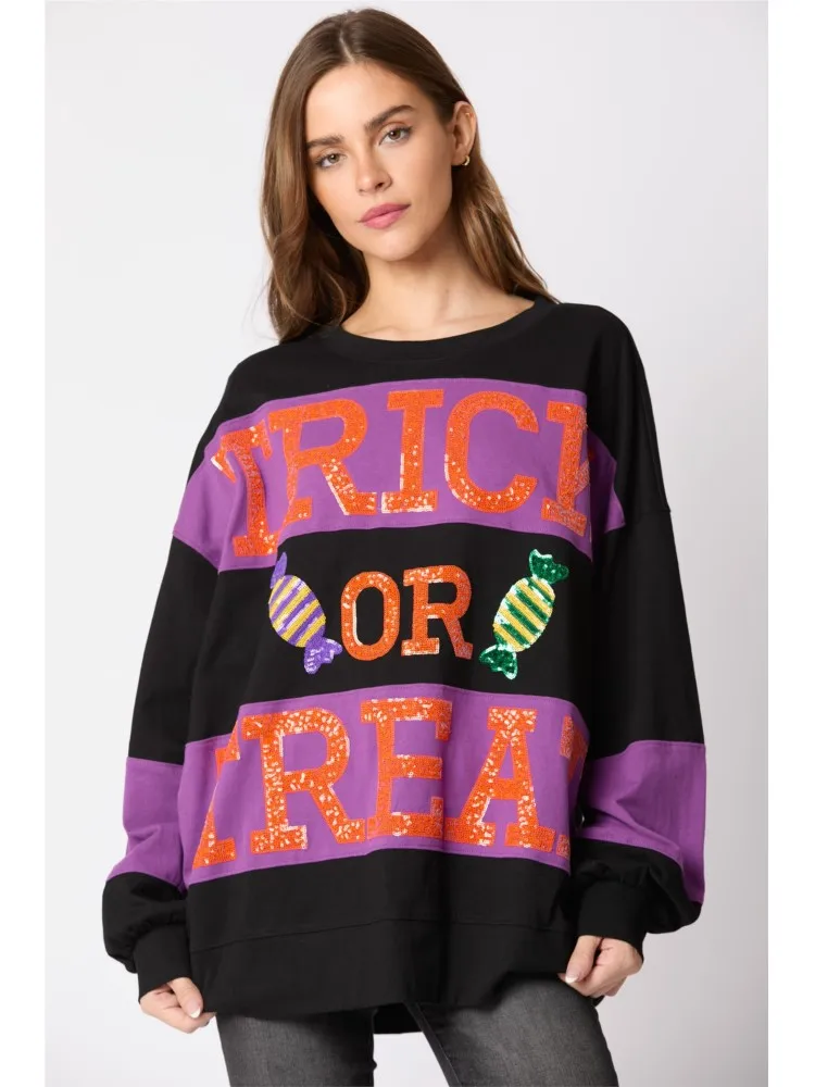 

Новые осенне-зимние женские толстовки с буквенным принтом и блестками на Хэллоуин, круглым вырезом и длинными рукавами, повседневные женские свободные пуловеры, топы