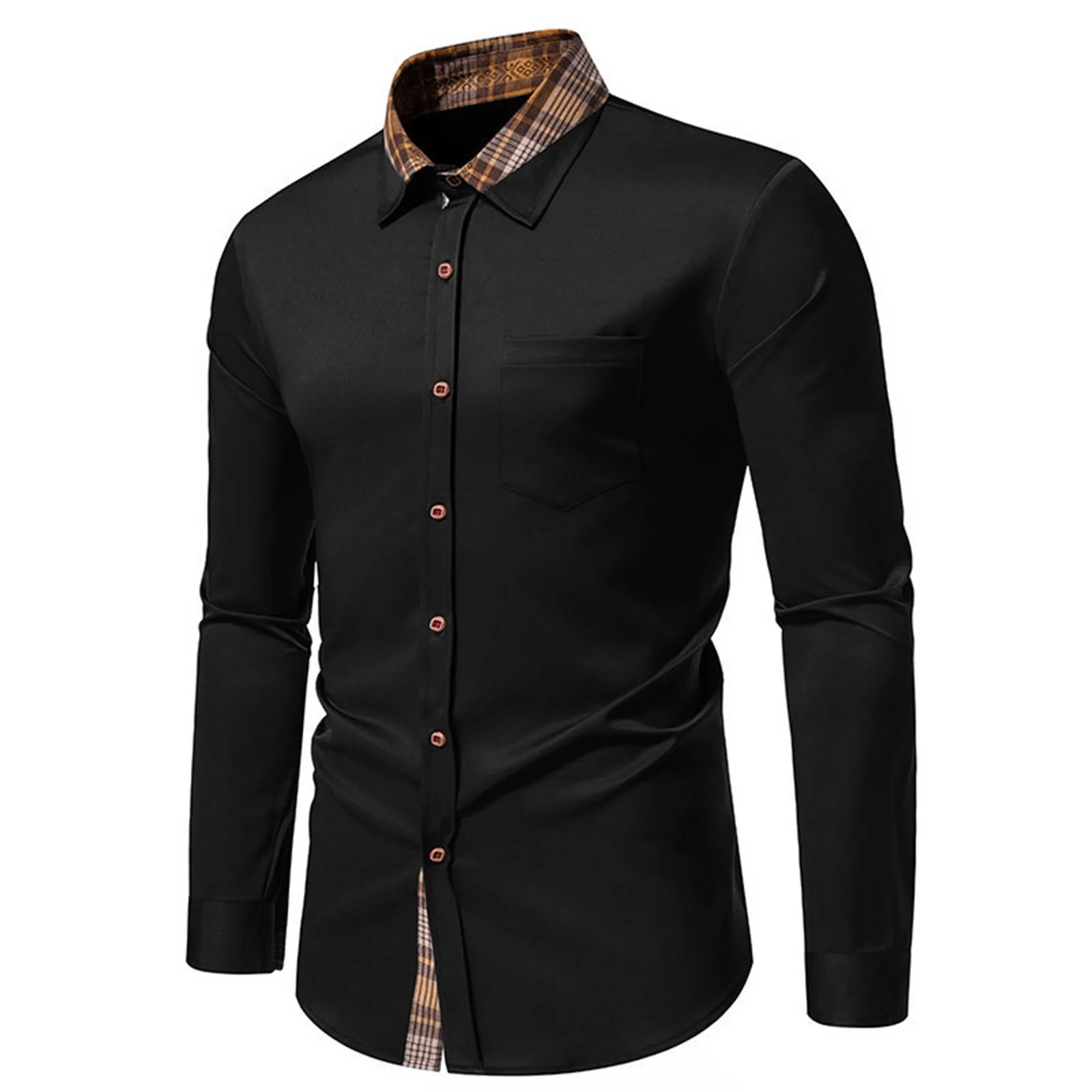 

2024 Men's Long-sleeved Shirts Solid Color Lapel Collar Casual Beach Style Casual Handsome Men Shirts Male Tops