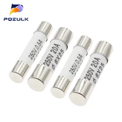 10PCS RO55 Fuse BS1362 5*25mm 0.5A 1A 2A 3A 5A 6A 8A 10A 15A 16A 20A 25A 250V Ceramic Fuse 6X25MM Ceramic insurance Tube