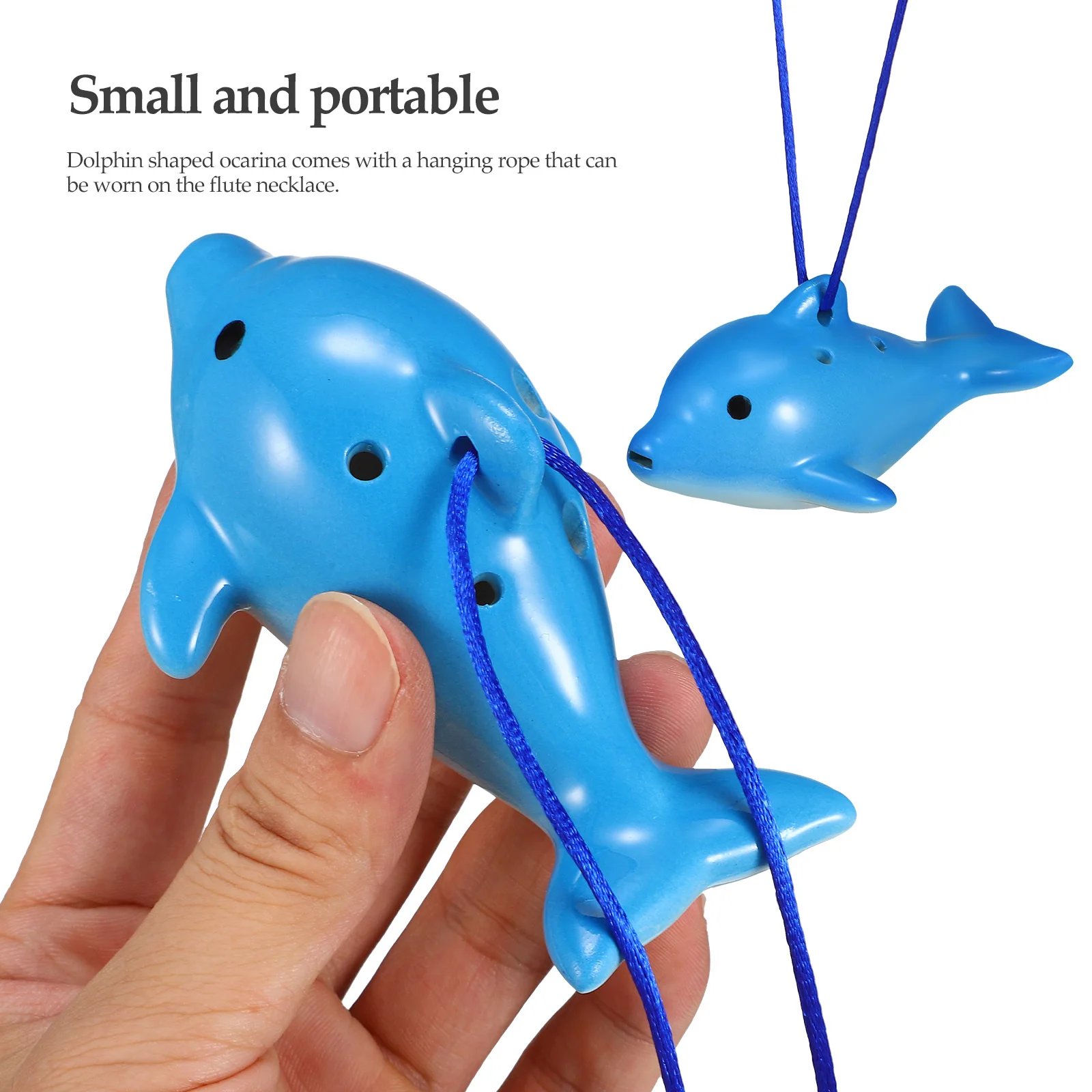

6 Holes Dolphin Shaped Alto Ocarina Ceramic Flute Music Instrument Hand Rest English Song Book Necklace Dolphin Ocarina