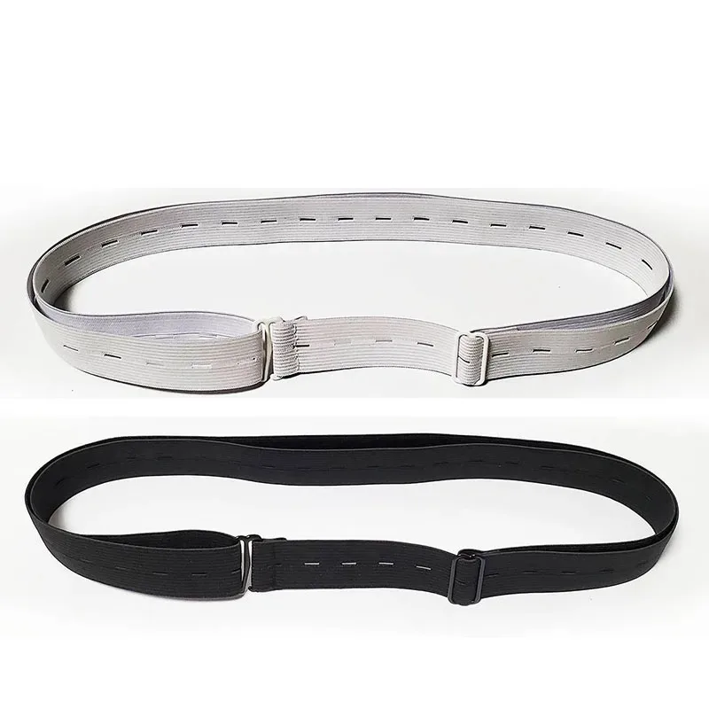 1 unidad de camisa elástica ajustable con cinturón para hombres y mujeres, mantiene la camisa se doblada en todo el día, negro/blanco