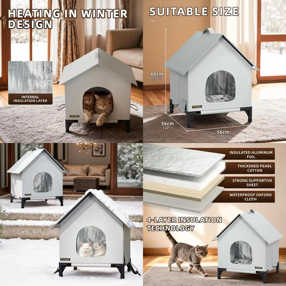 

Всепогодный утепленный домик для кошек для использования на улице и в помещении - подходит для маленьких/средних кошек