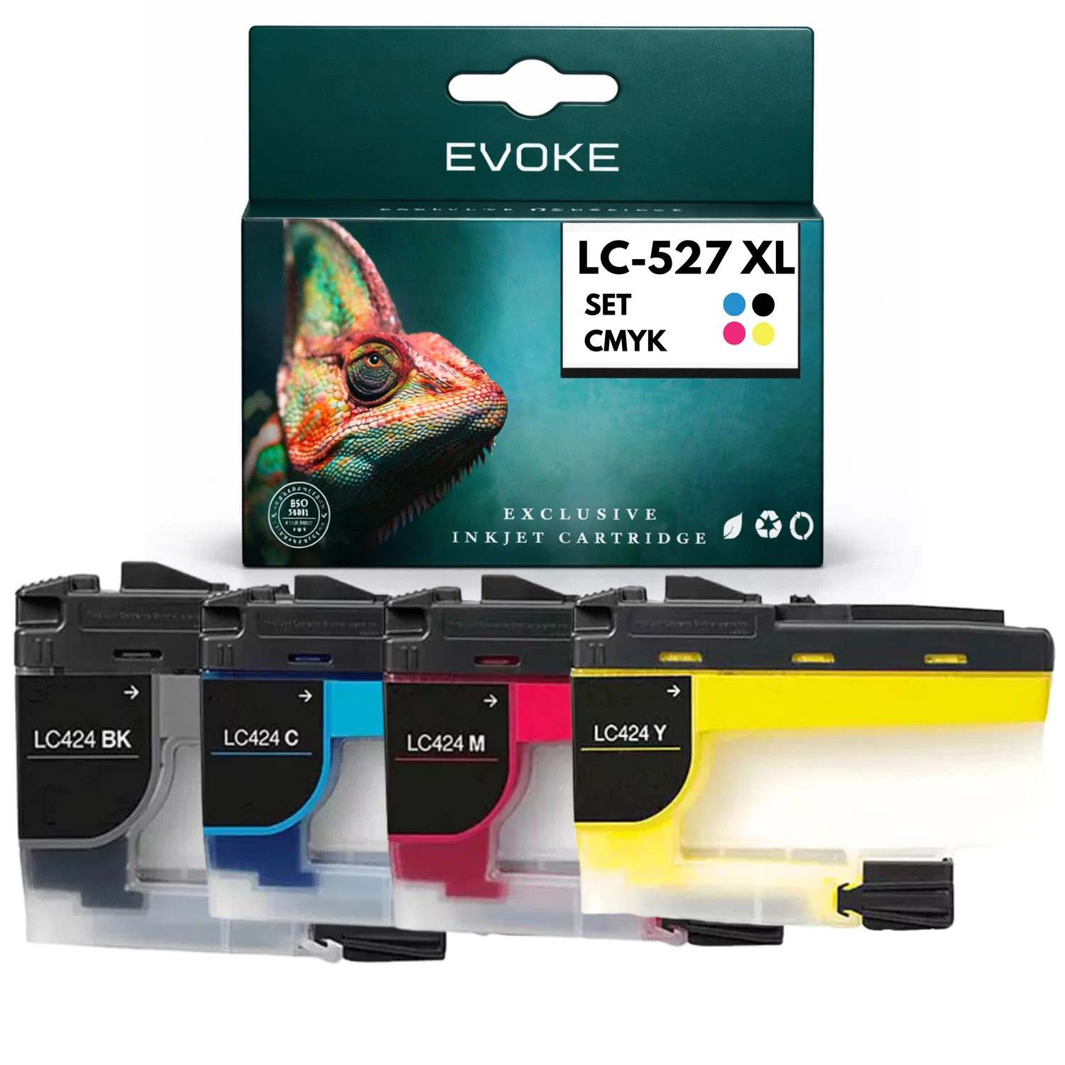 Evoke Compatibele Inkt voor Brother Lc-527Xl Lc527Xl Lc-527 Lc527 4X Cmyk: Zwart, Cyaan, Magenta, Geel 100 ml Mfc-J4350Dw J4550Dw