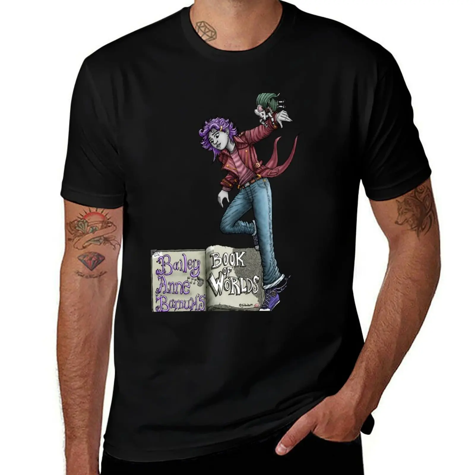 Bailey Anne Barnum and Lady Nimn leaping with logo. T-Shirt Big and Tall Solid Color T-Shirt